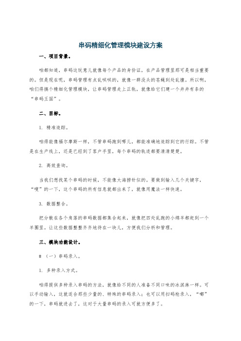 串码精细化管理模块建设方案