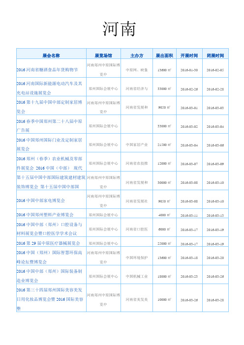 2016河南展会信息