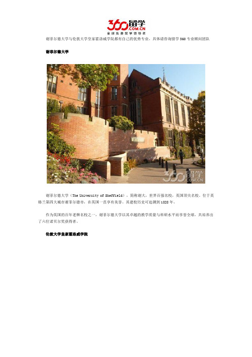 谢菲尔德大学与伦敦大学皇家霍洛威学院哪个好