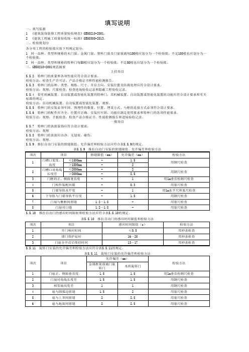 特种门安装检验批质量验收记录