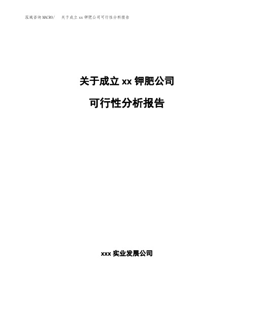 关于成立xx钾肥公司可行性分析报告 (1)