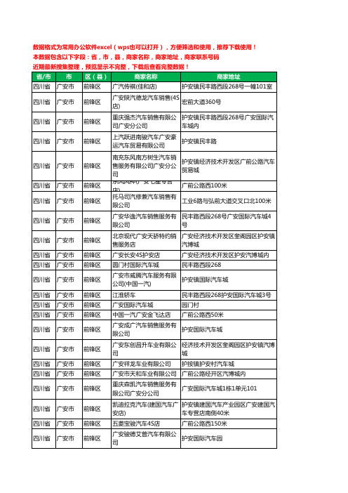 2020新版四川省广安市前锋区汽贸工商企业公司商家名录名单联系电话号码地址大全74家