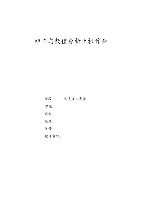 大连理工大学矩阵与数值分析上机作业