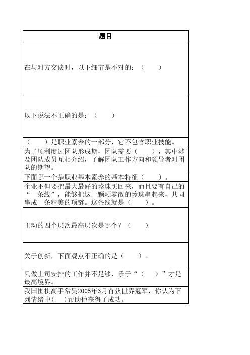 学前教育专业教育 职业素养 10：选择题