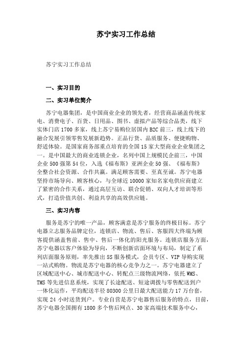 苏宁实习工作总结