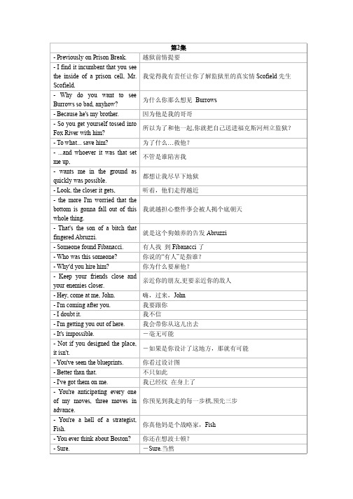 《越狱》对白、越狱、第一季、第二集