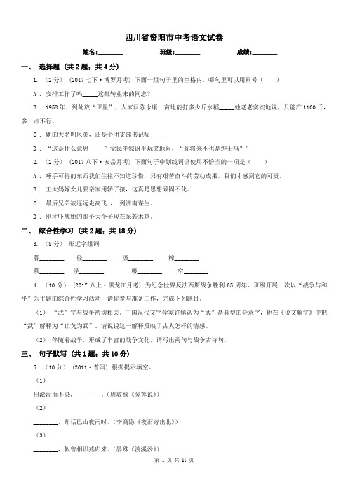 四川省资阳市中考语文试卷