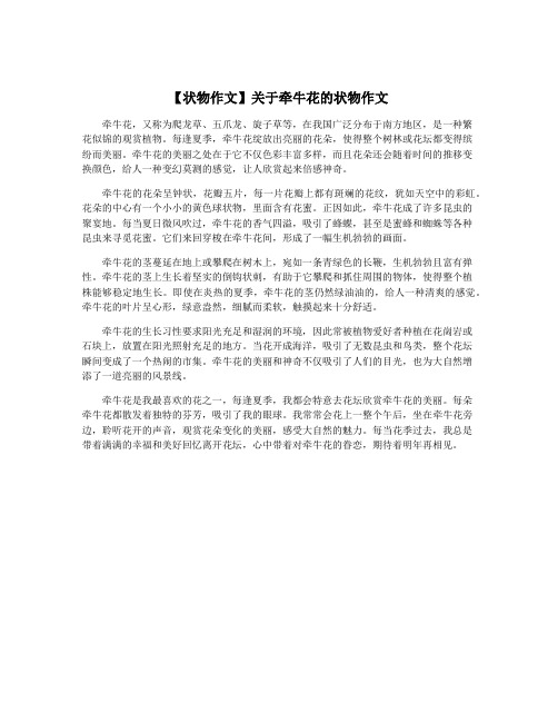 【状物作文】关于牵牛花的状物作文