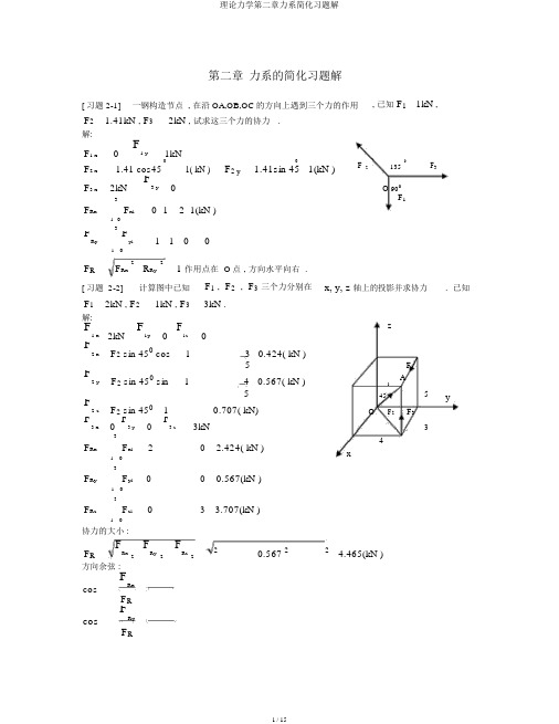 理论力学第二章力系简化习题解