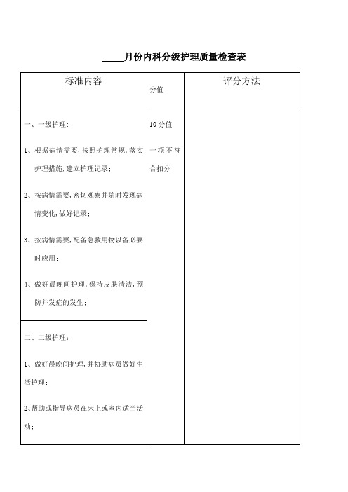 分级护理质量检查表