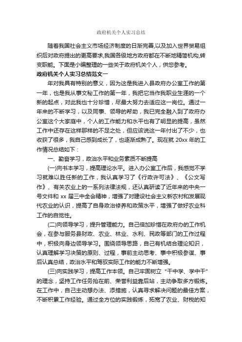 政府机关个人实习总结_实习总结_