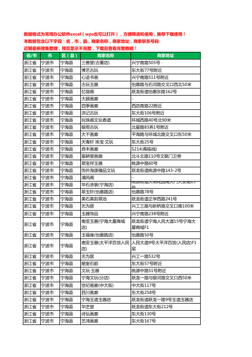 2020新版浙江省宁波市宁海县古玩工商企业公司商家名录名单黄页联系电话号码地址大全36家