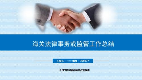 最新海关法律事务或监管工作总结述职PPT模板