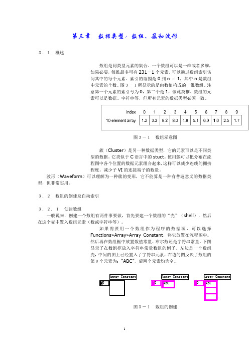 Labview  第三章 数据类型：数组、簇和波形