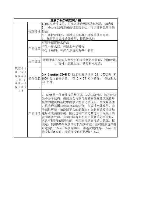 道康宁6403纯硅烷介绍