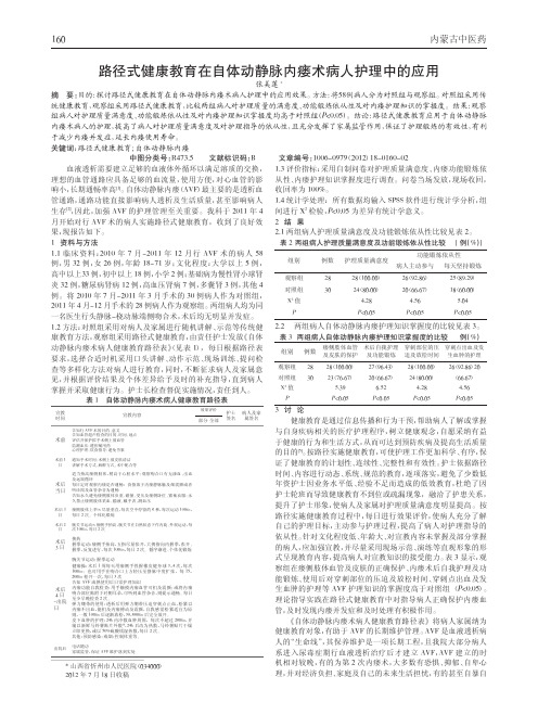 路径式健康教育在自体动静脉内瘘术病人护理中应用论文