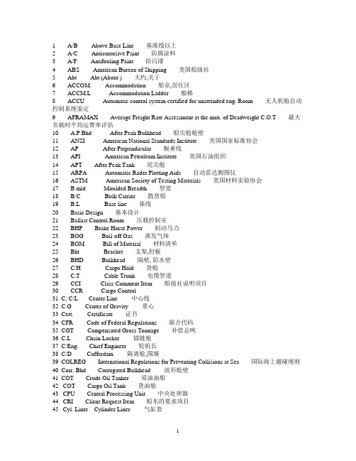 船舶常用英文缩写大全