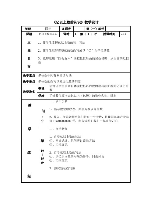 亿以上数的认识