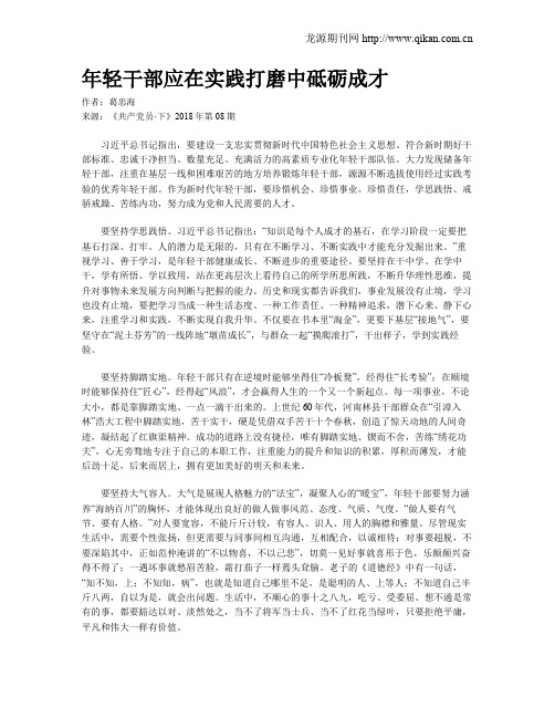 年轻干部应在实践打磨中砥砺成才