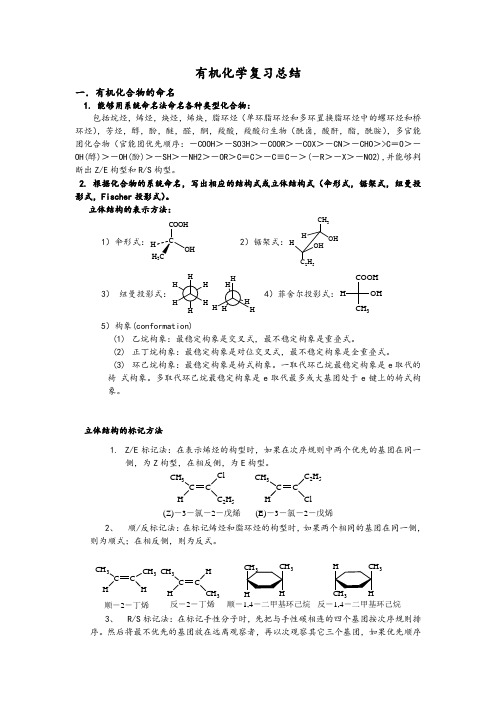 大学有机化学复习重点总结(各种知识点,鉴别,命名)