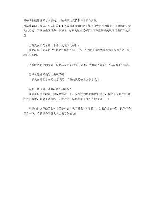 网站域名被泛解析怎么解决,小脑袋调价竞价软件告诉你方法