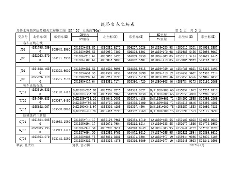 铁路项目诸表交点坐标表