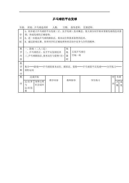 最新乒乓球的平击发球(文化艺术与体育类运动训练)