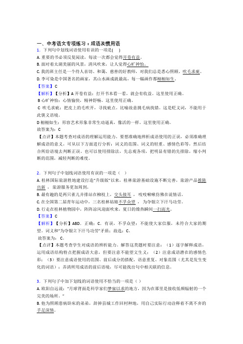 中考 语文成语及惯用语训练试题及答案(Word版)