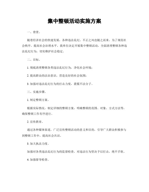 集中整顿活动实施方案