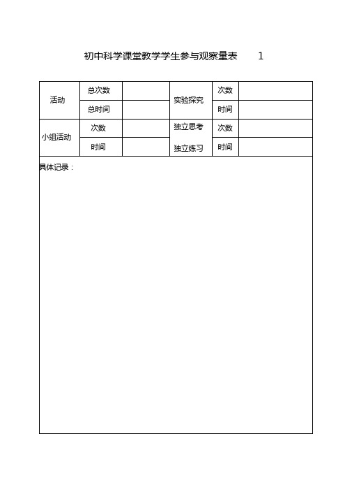 科学课堂观察量表