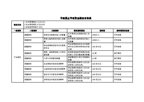 市级就业专项资金绩效目标表