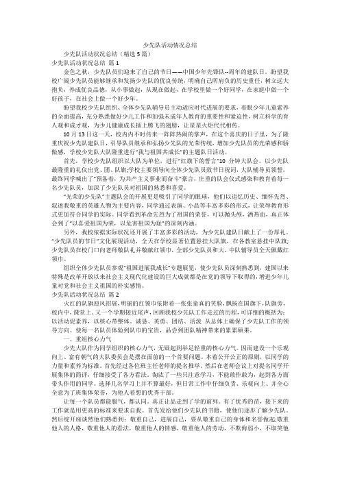 少先队活动情况总结