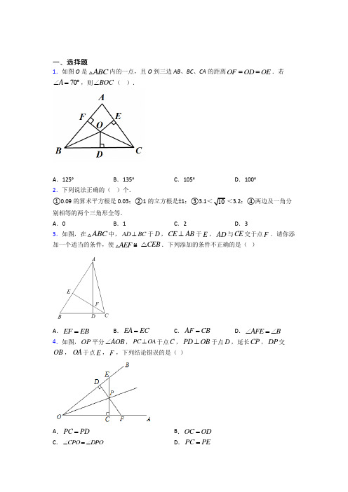 深圳平湖街道平湖中学八年级数学上册第十二章《全等三角形》经典测试卷(培优提高)