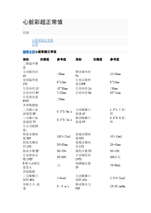 心脏彩超正常值