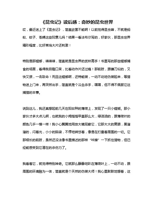作文《《昆虫记》读后感:奇妙的昆虫世界》