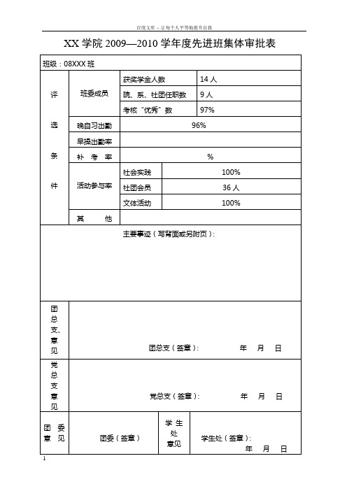 先进班集体审批表
