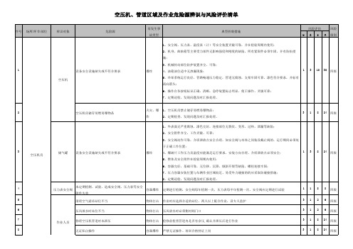 空压机、管道区域及作业危险源辨识与风险评价清单