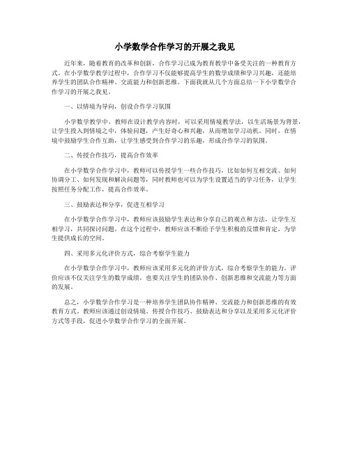 小学数学合作学习的开展之我见