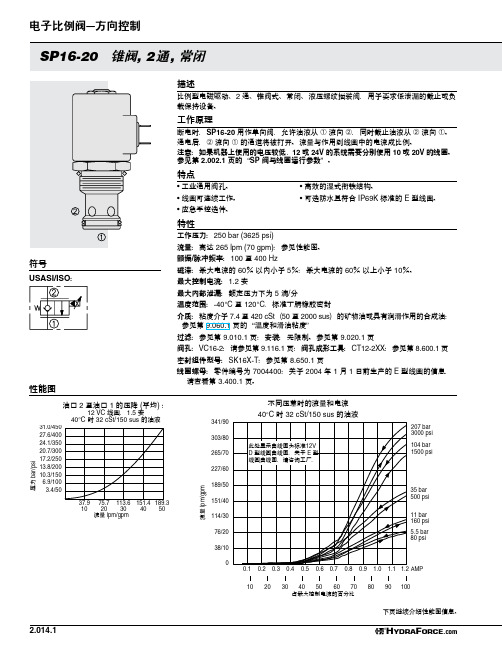 SP16-20 锥阀, 2通 常闭 - HydraForce - Hydraulic …