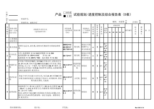 车灯试验大纲