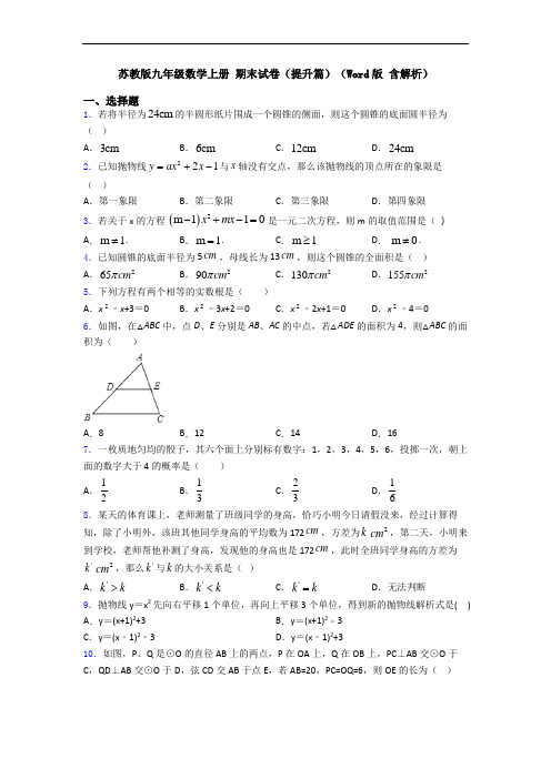 苏教版九年级数学上册 期末试卷(提升篇)(Word版 含解析)