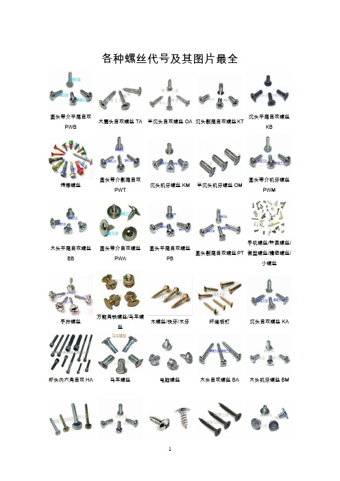 各种螺丝代号及其图片大全