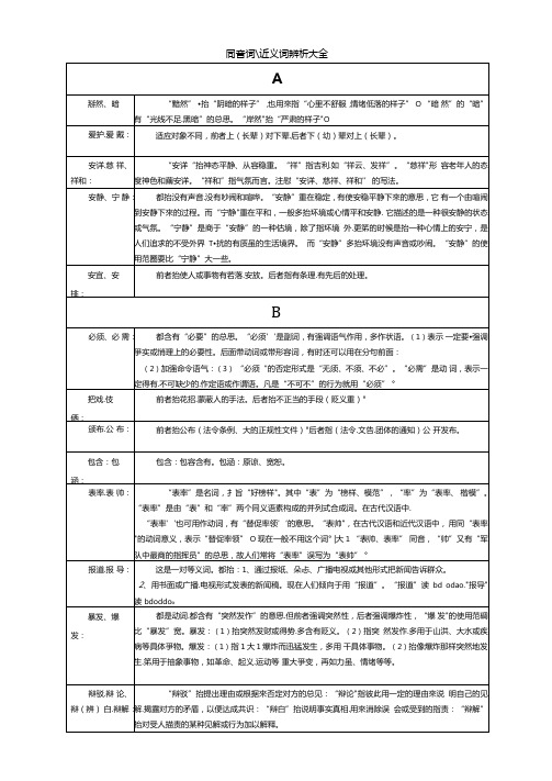 同音词+近义词辨析大全