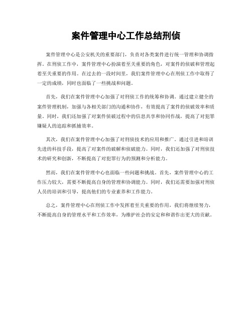 案件管理中心工作总结刑侦