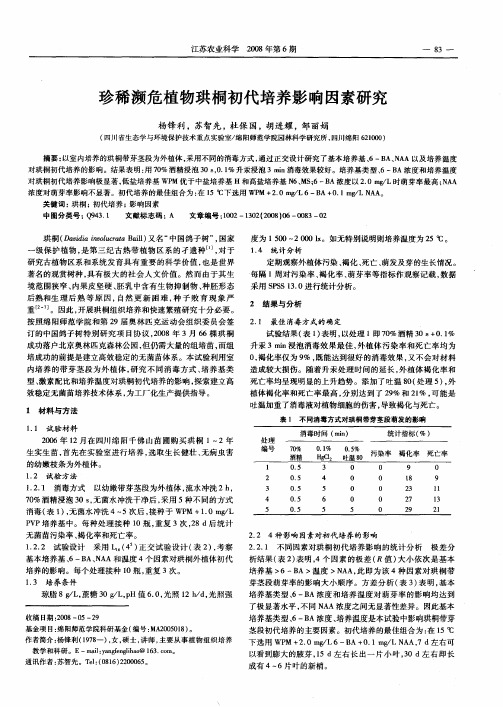 珍稀濒危植物珙桐初代培养影响因素研究