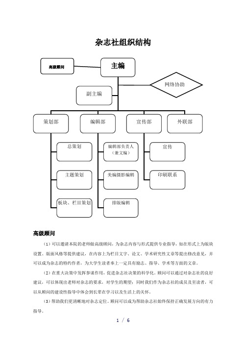 杂志社编辑部——组织结构及岗位职责