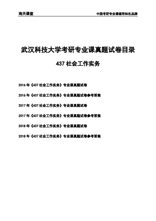 武汉科技大学《437社会工作实务》考研专业课真题试卷【含参考答案】