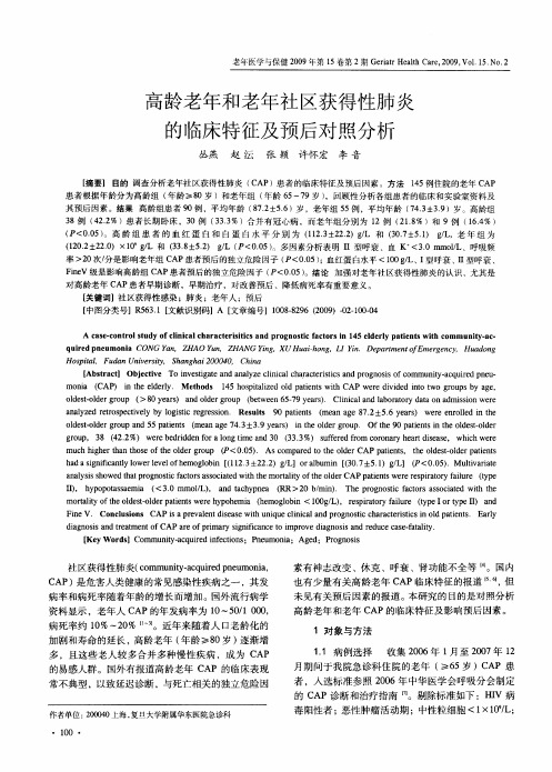 高龄老年和老年社区获得性肺炎的临床特征及预后对照分析