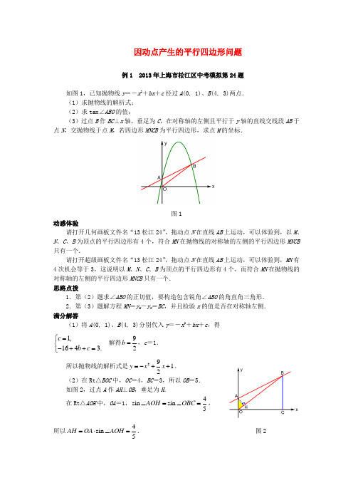 【临考备考复习系列】(冲击满分)中考数学重难点(函数图象的点) 因动点产生的平行四边形问题(精选