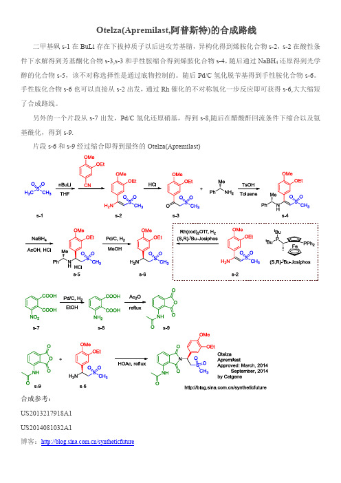 阿普斯特(Otelza, apremilast)的合成